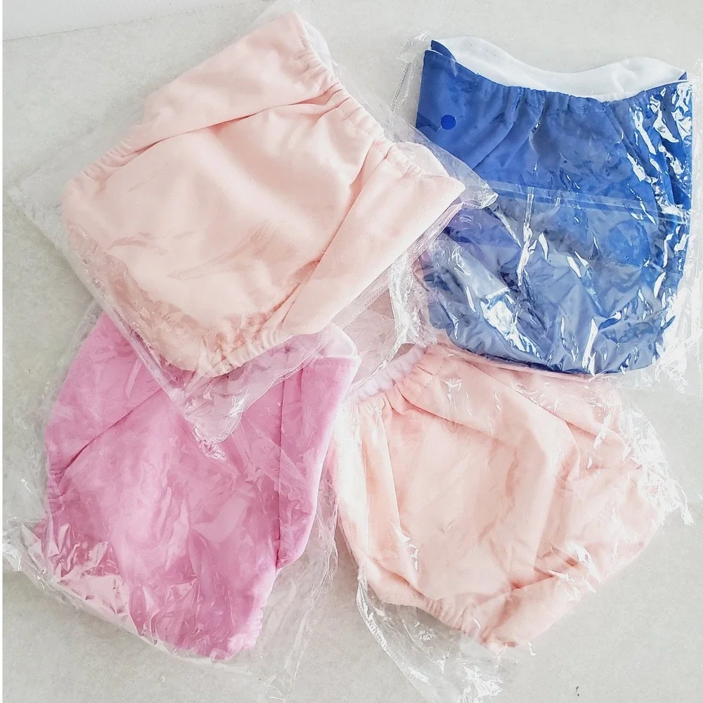 Cloth Diaper Pocket Covers Blue‎ Pink Peach Reusable Washable Set NB